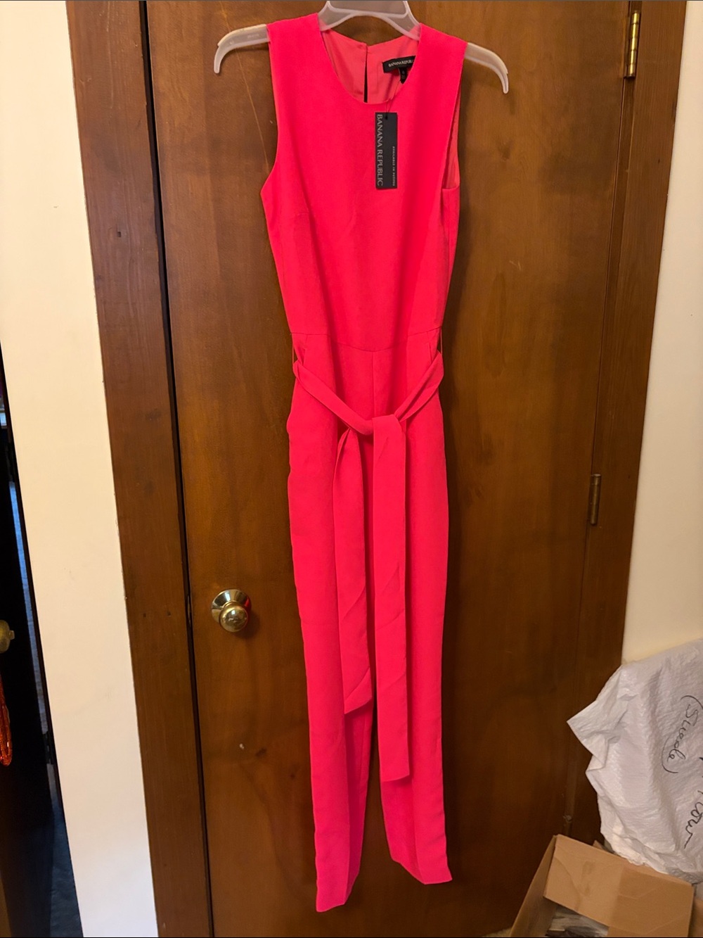 Banana Republic Hot Pink Sleeveless Jumpsuit with Tie Waist